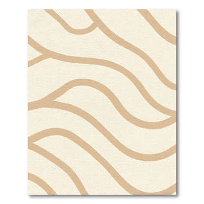 Cream Tan Wavy Organic Lines Rug