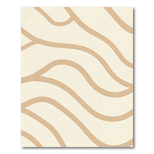 Cream Tan Wavy Organic Lines Rug