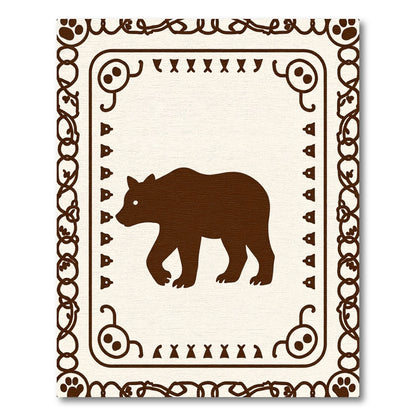 Brown Walking Bear Whimsical Frame Rug