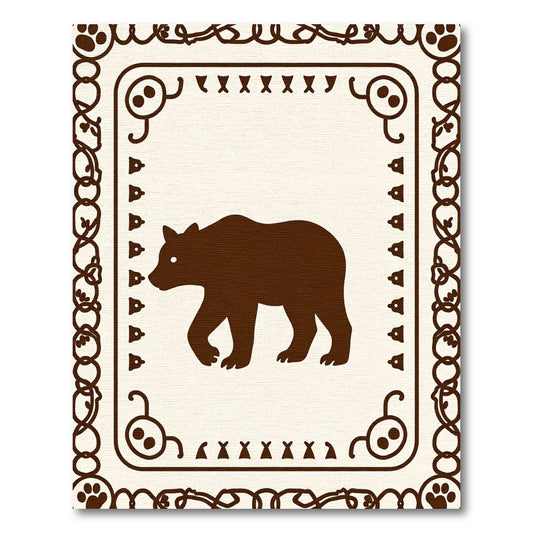 Brown Walking Bear Whimsical Frame Rug