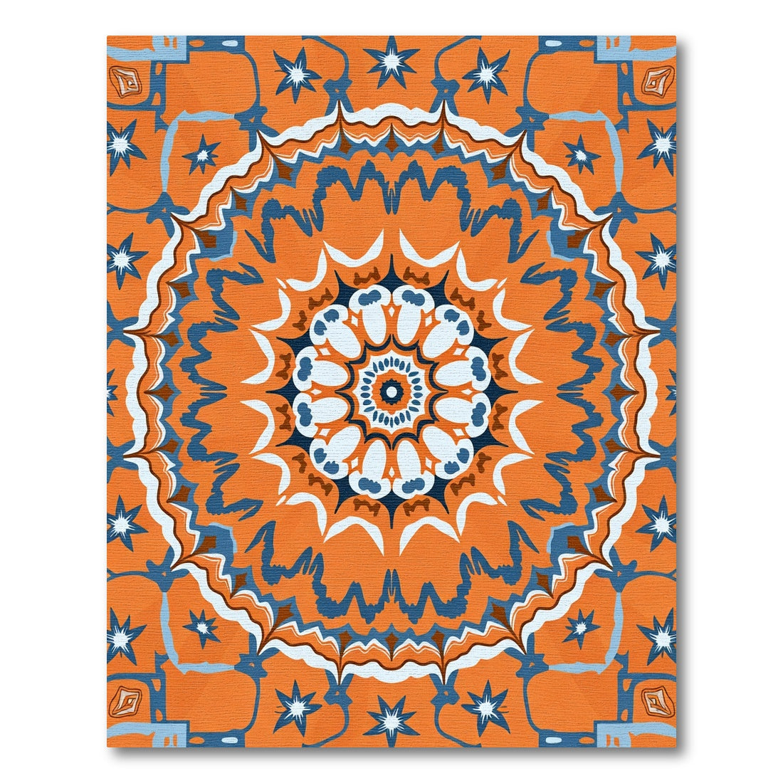 Orange Blue Starburst Medallion Rug