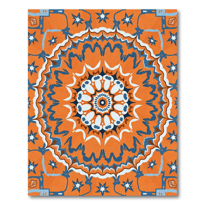 Orange Blue Starburst Medallion Rug