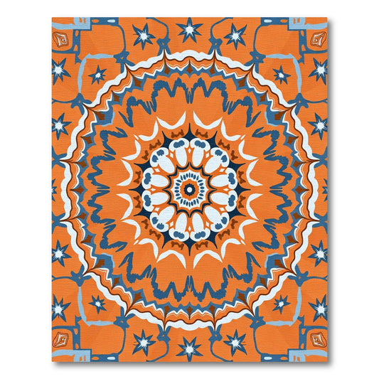 Orange Blue Starburst Medallion Rug