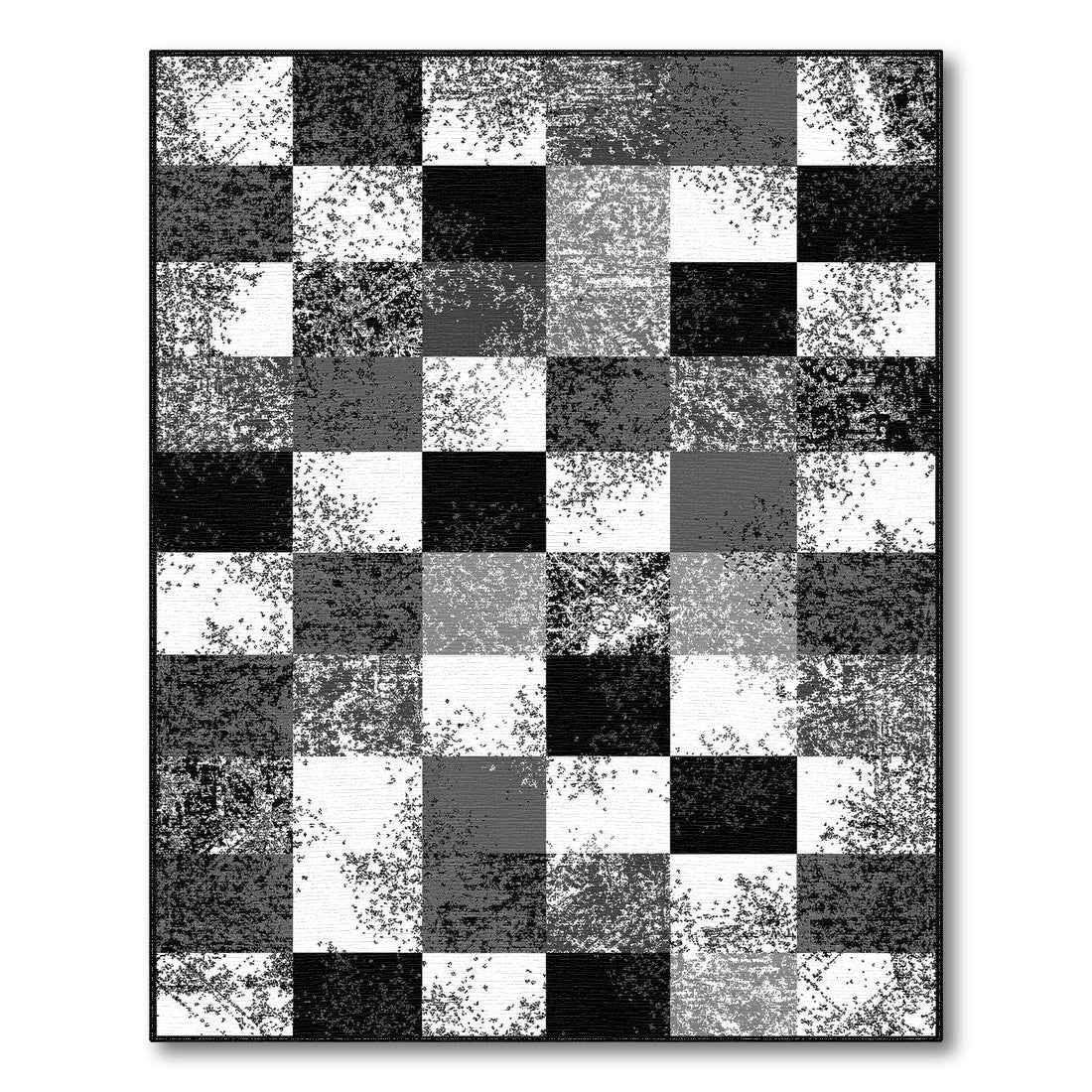 Checkered Black and White Distressed Black White Checkered Area Rug