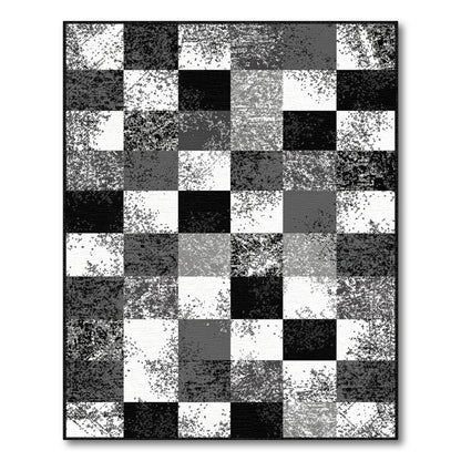 Checkered Black and White Distressed Black White Checkered Area Rug