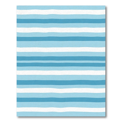Ocean Blue White Striped Horizon Rug