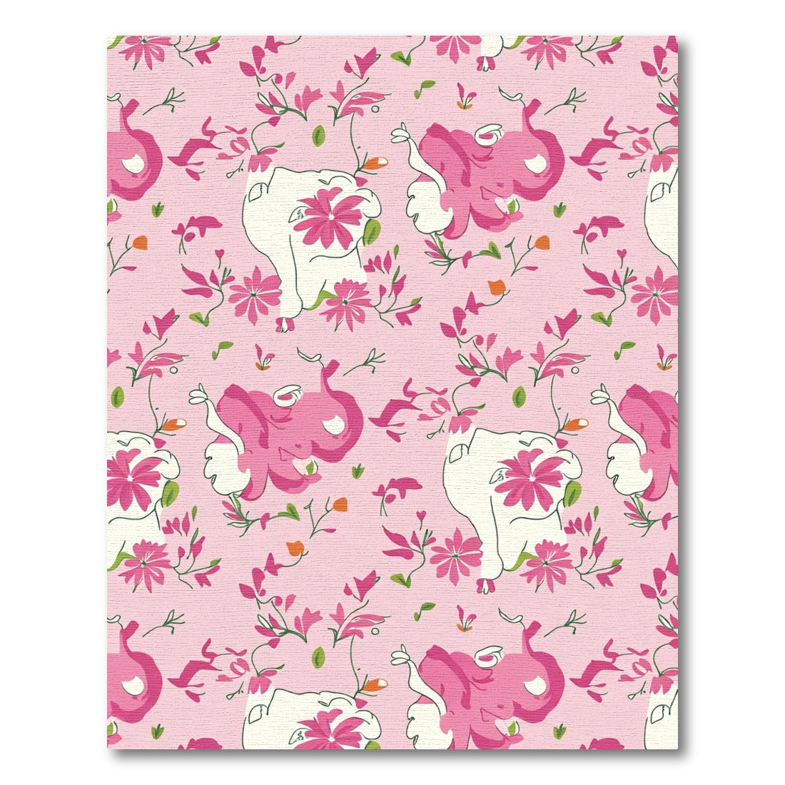 Whimsical Pink Elephant Floral Garden Rug