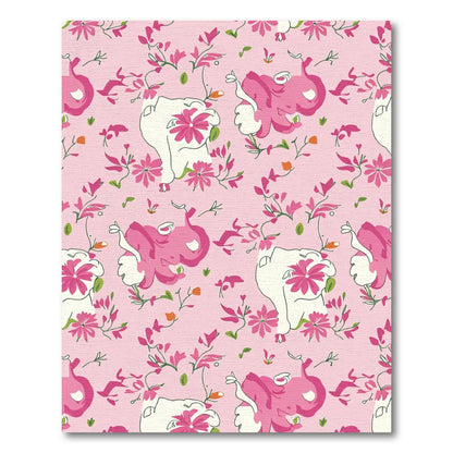 Whimsical Pink Elephant Floral Garden Rug
