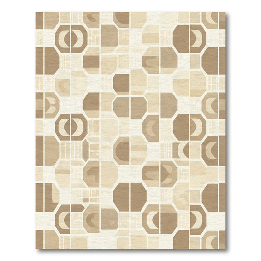 Neutral Geometric Octagon Grid Rug
