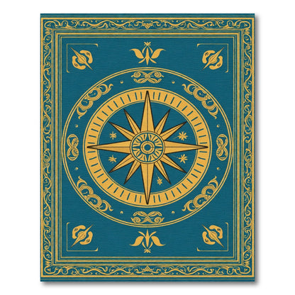 Teal Sun Compass Emblem Rug