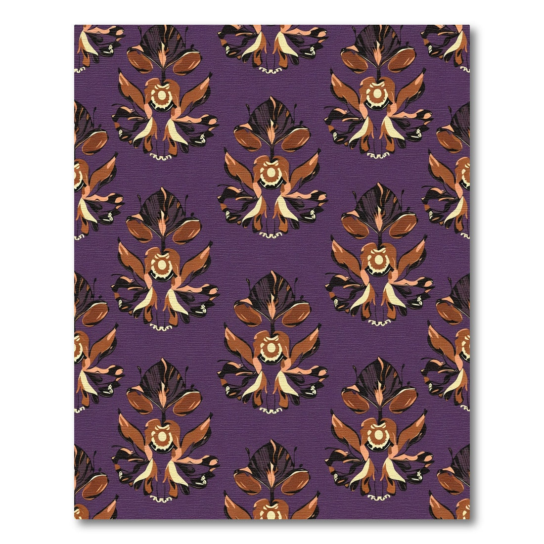 Purple Brown Floral Damask Medallion Rug