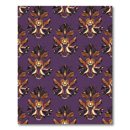 Purple Brown Floral Damask Medallion Rug
