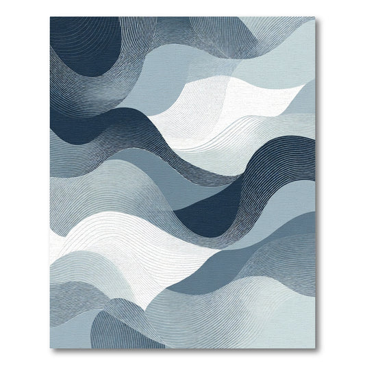 Abstract Navy Blue Gradient Waves Rug