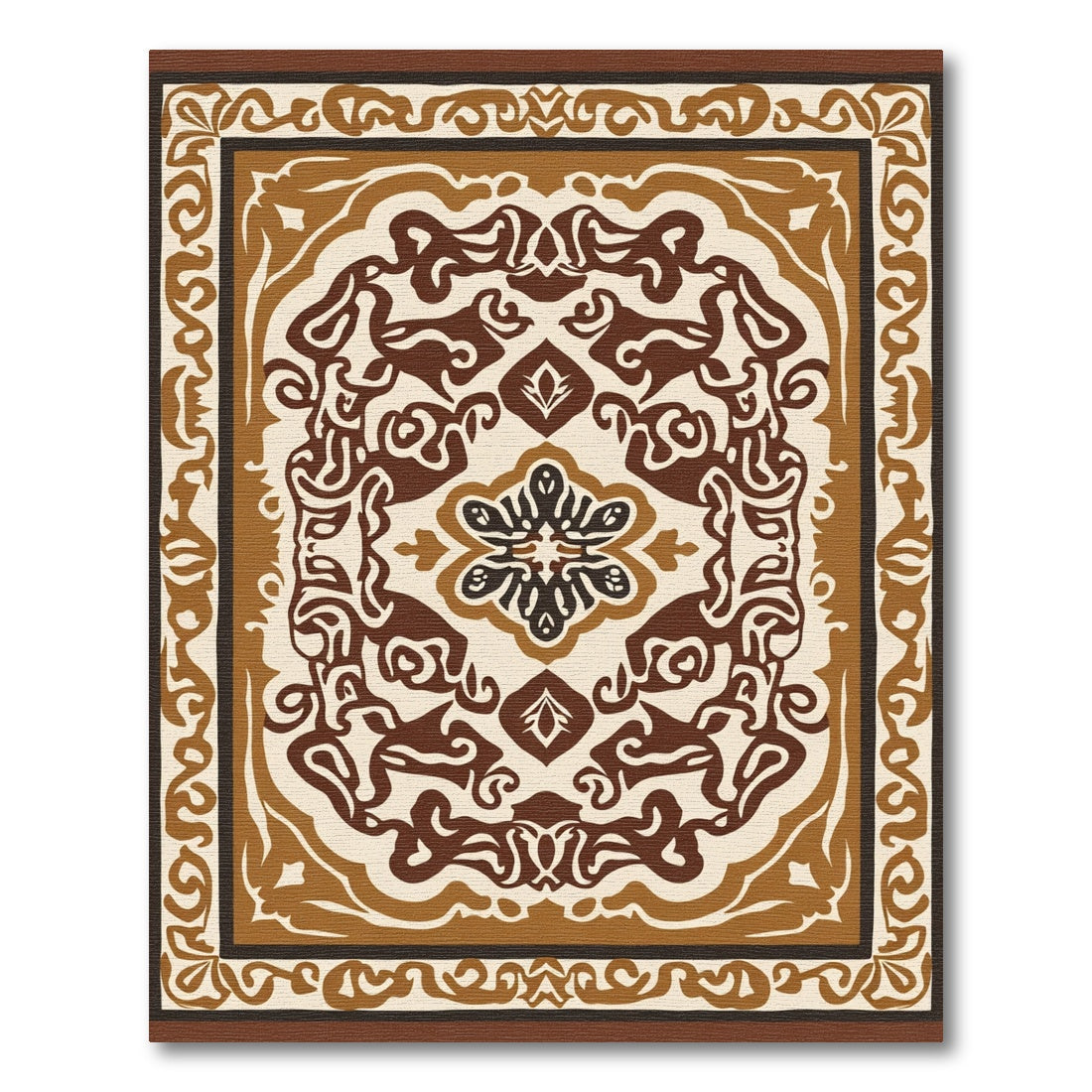 Earthy Brown Vintage Floral Medallion Rug