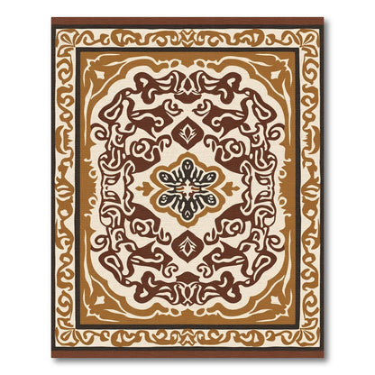 Earthy Brown Vintage Floral Medallion Rug