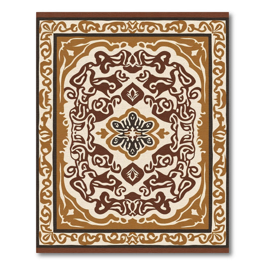 Earthy Brown Vintage Floral Medallion Rug