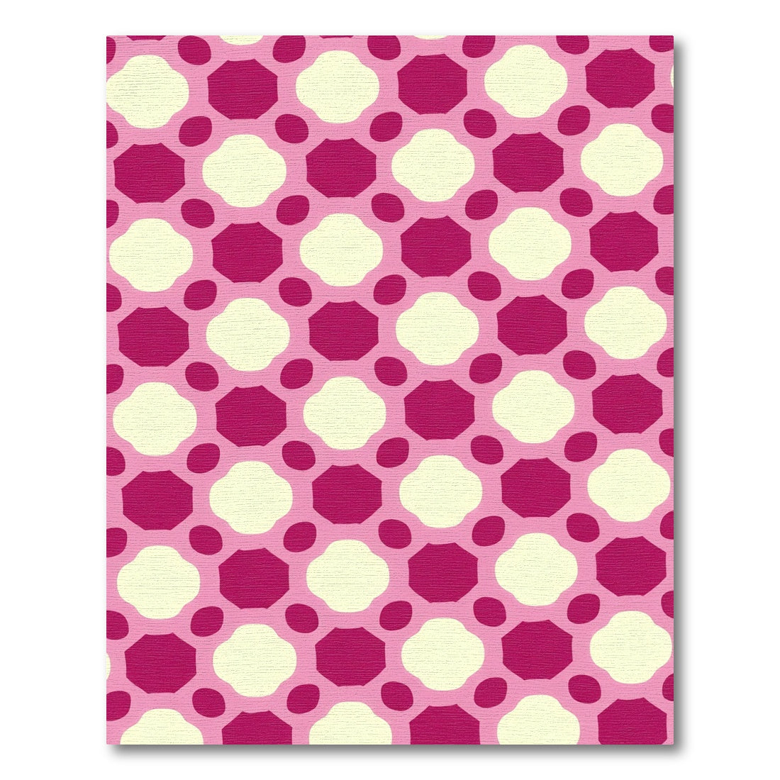 Pink and Cream Geometric Flower Rug