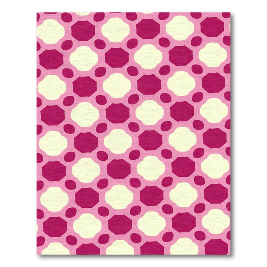 Pink and Cream Geometric Flower Rug