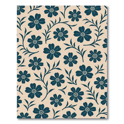 Teal Floral Vine on Cream Rug