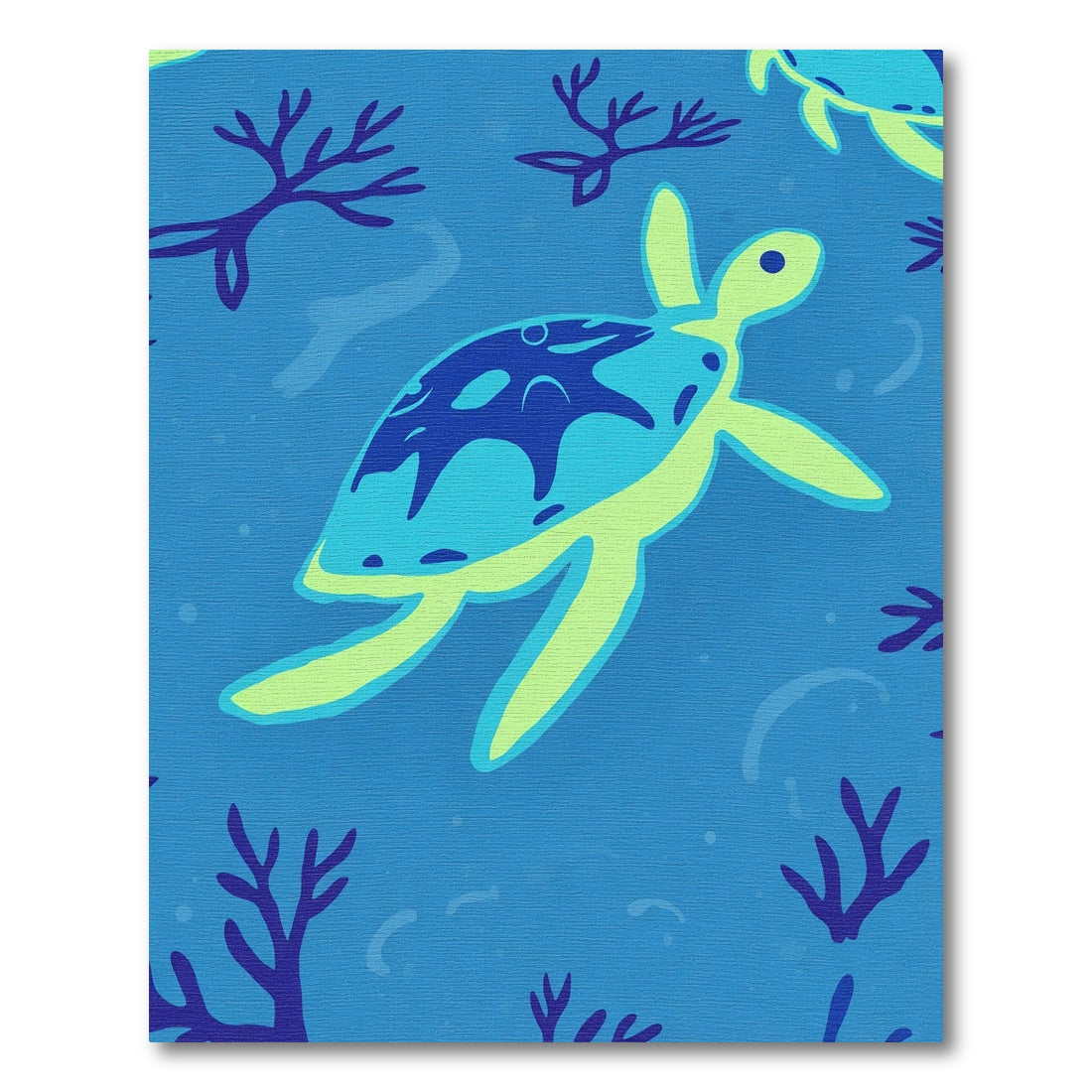 Aqua Teal Sea Turtle Coral Reef Rug