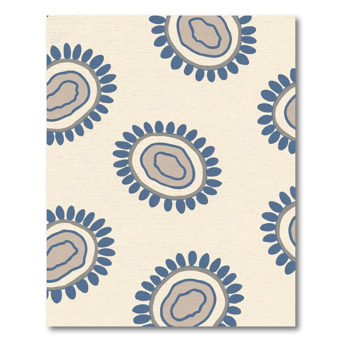 Blue Gray Organic Bloom Cream Rug