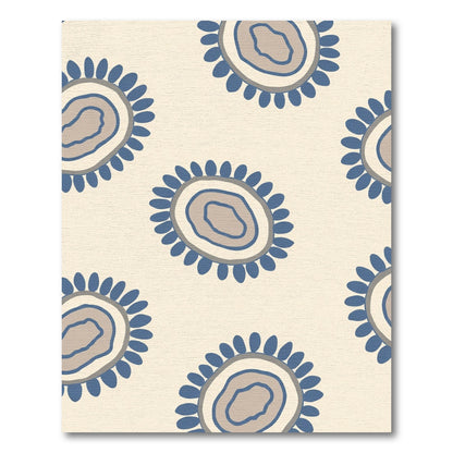Blue Gray Organic Bloom Cream Rug