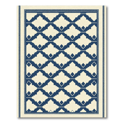 Navy Cream Diamond Lattice Rug