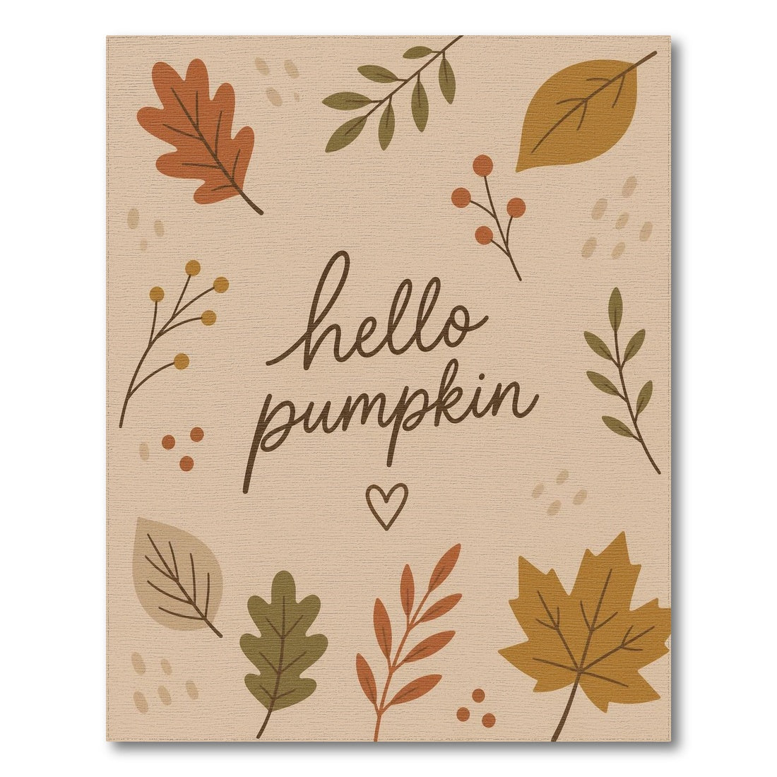 Hello Pumpkin Autumn Leaves Area Rug