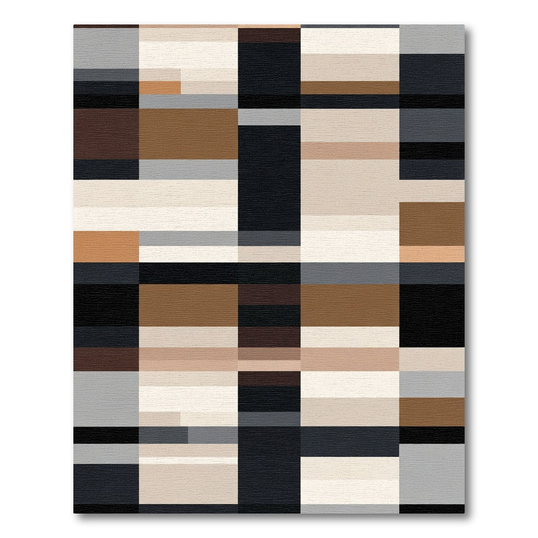 Geometric Block In Brown Beige Grey Rug