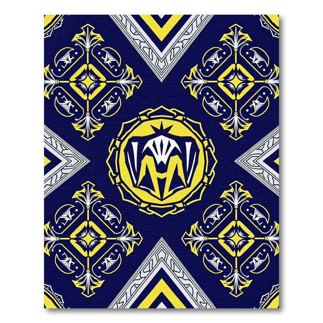 Bold Yellow Medallion Diamond Accent Rug