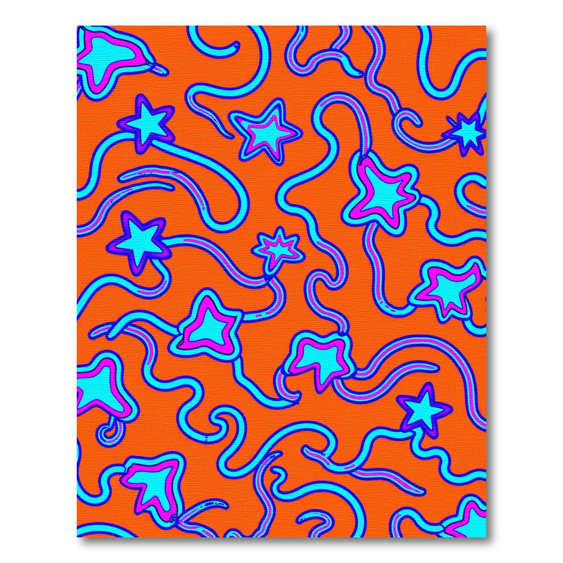 Orange Aqua Magenta Star Swirl Rug