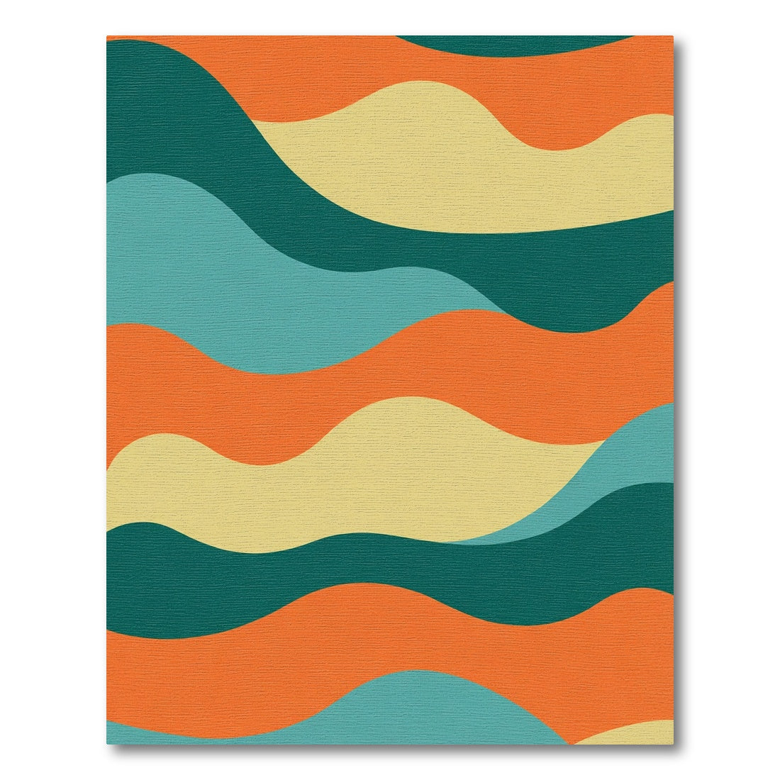 Retro Orange Teal Cream Wave Rug