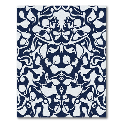 Midnight Blue Abstract Organic Flow Rug