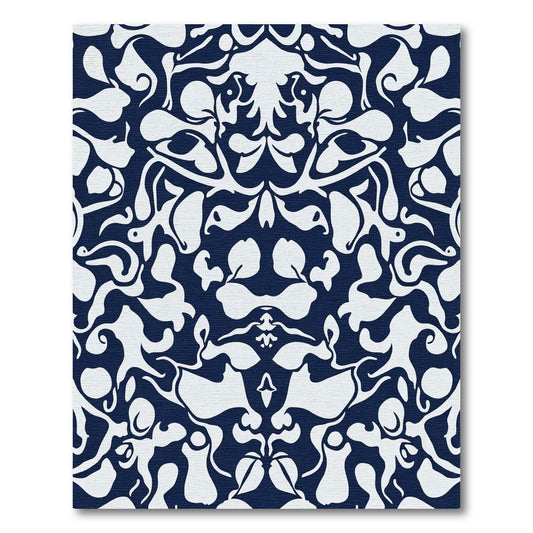 Midnight Blue Abstract Organic Flow Rug