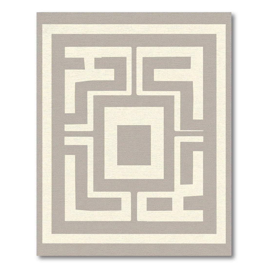 Beige Geometric Maze Square Rug