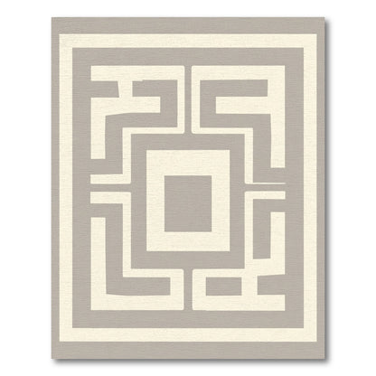 Beige Geometric Maze Square Rug