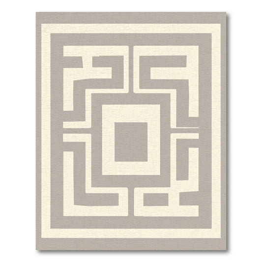 Beige Geometric Maze Square Rug