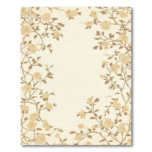 Cream Beige Floral Vines Rug