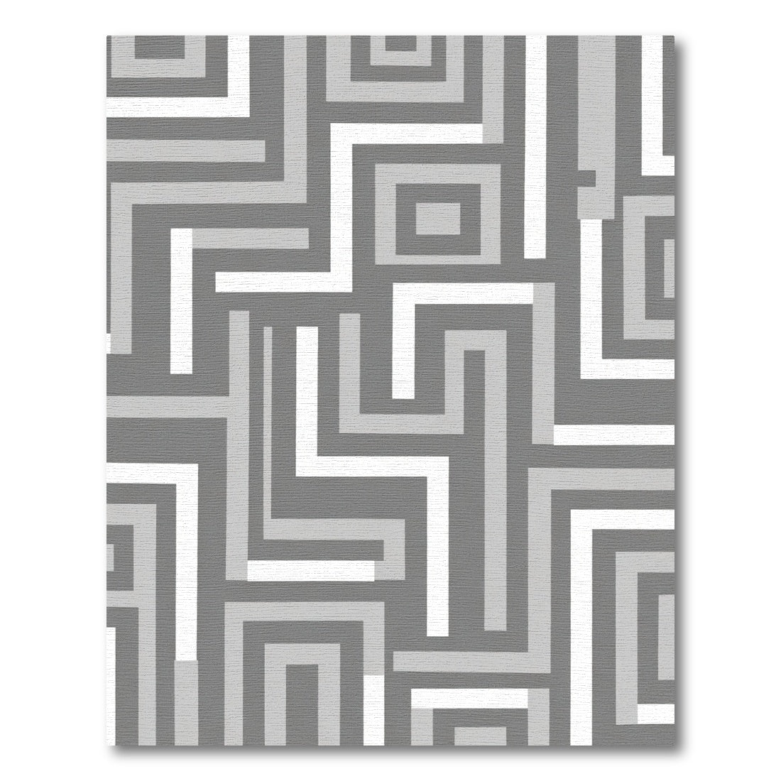 Modern Gray Abstract Geometric Square Rug