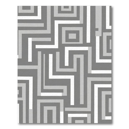 Modern Gray Abstract Geometric Square Rug