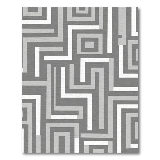 Modern Gray Abstract Geometric Square Rug