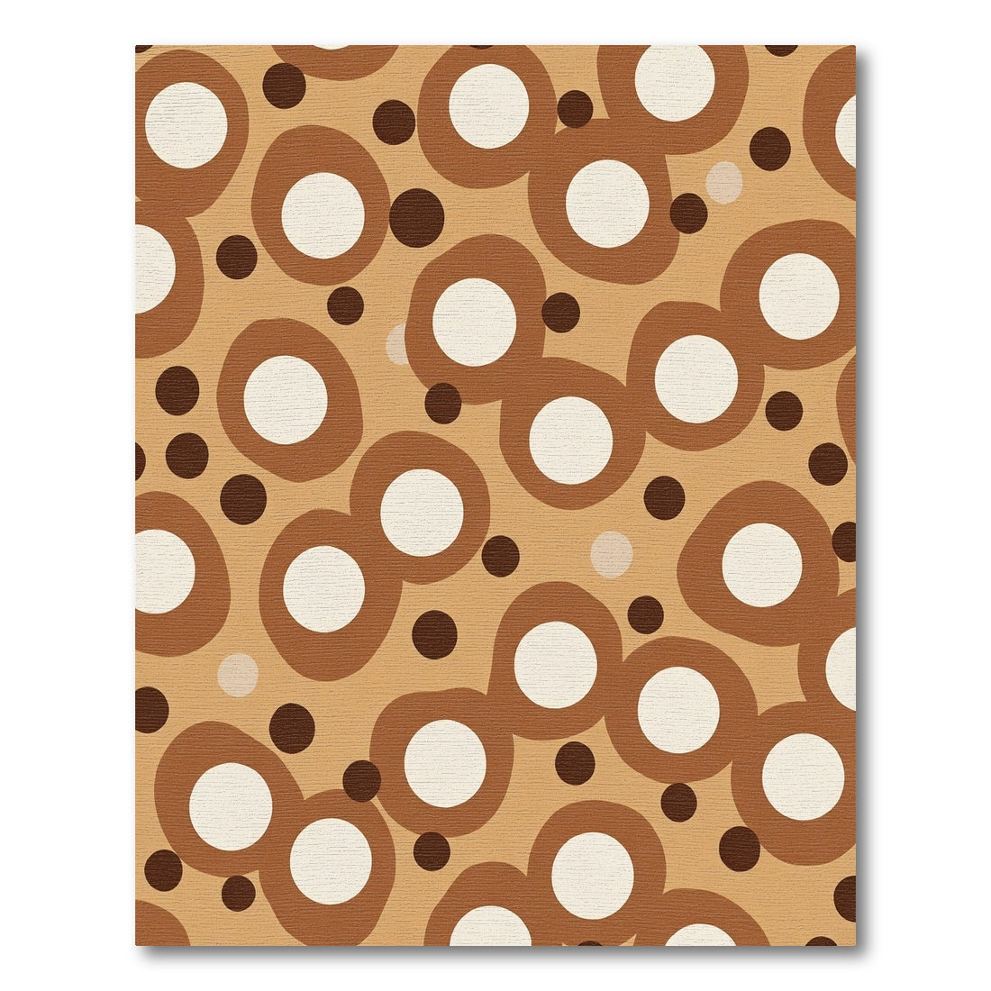 Brown and Cream Abstract Circles Rug