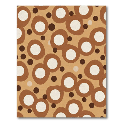 Brown and Cream Abstract Circles Rug