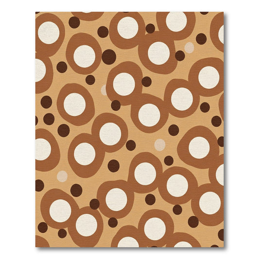 Brown and Cream Abstract Circles Rug