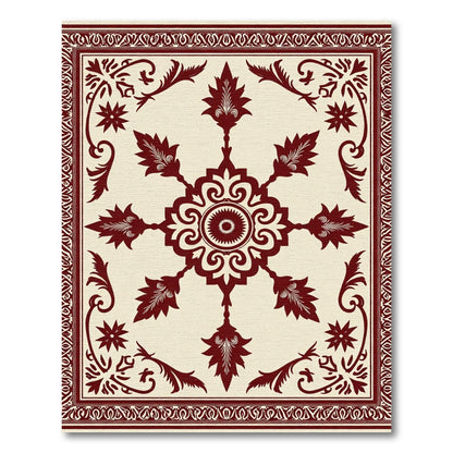 Crimson Medallion Floral Border Rug