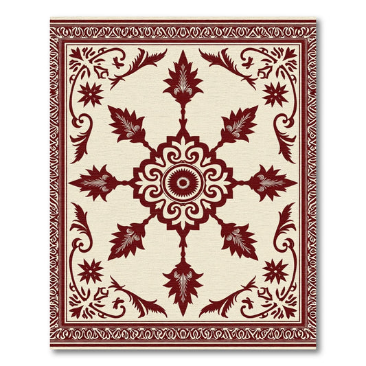 Crimson Medallion Floral Border Rug