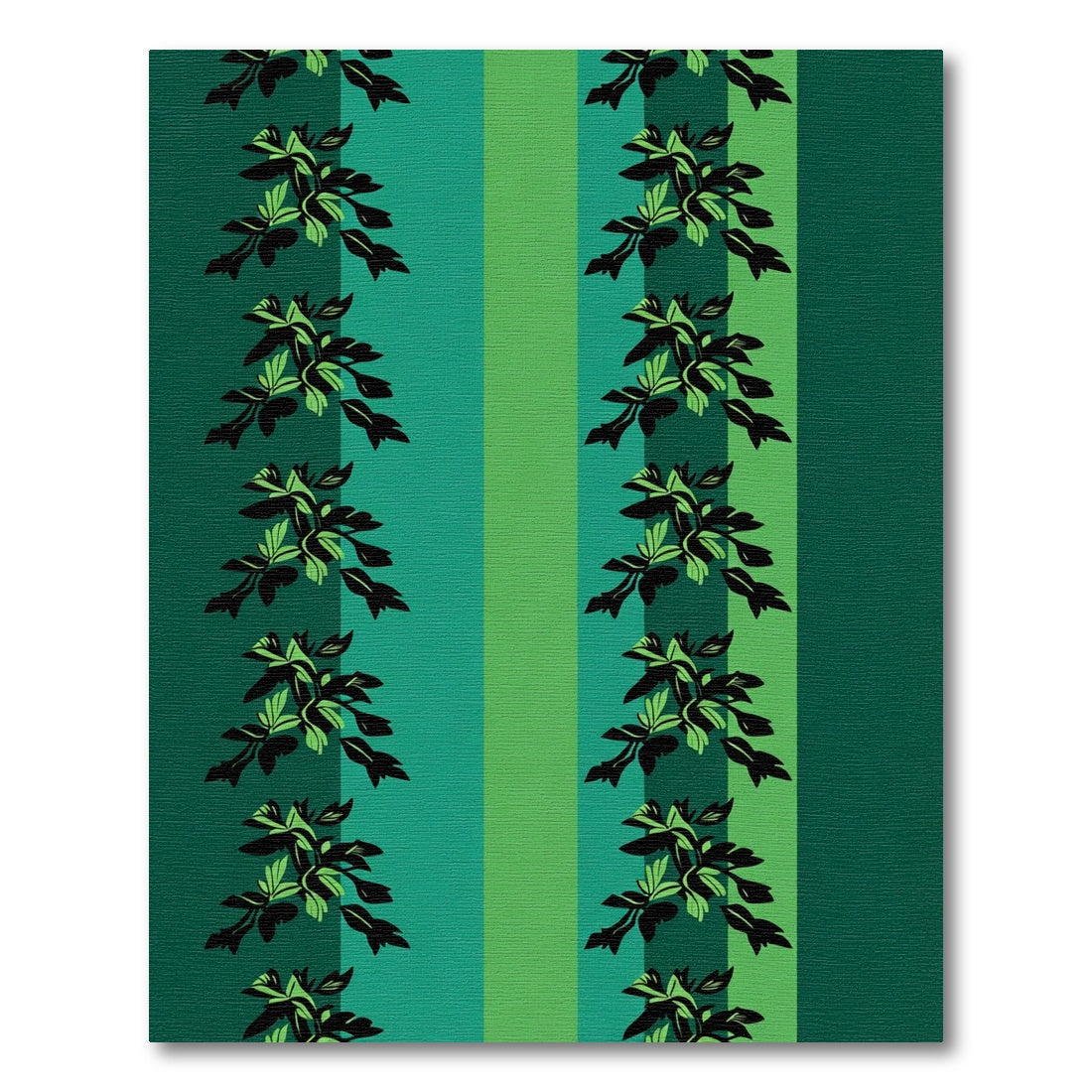 Emerald Green Vertical Floral Stripe Rug