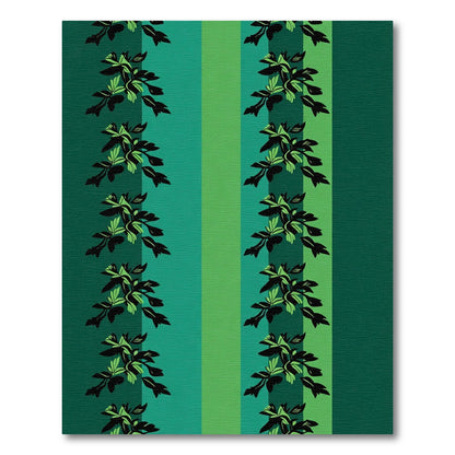 Emerald Green Vertical Floral Stripe Rug