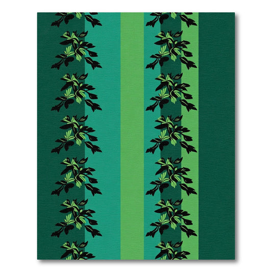 Emerald Green Vertical Floral Stripe Rug
