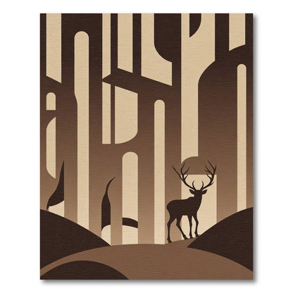 Mid-century modern deer landscape Rug